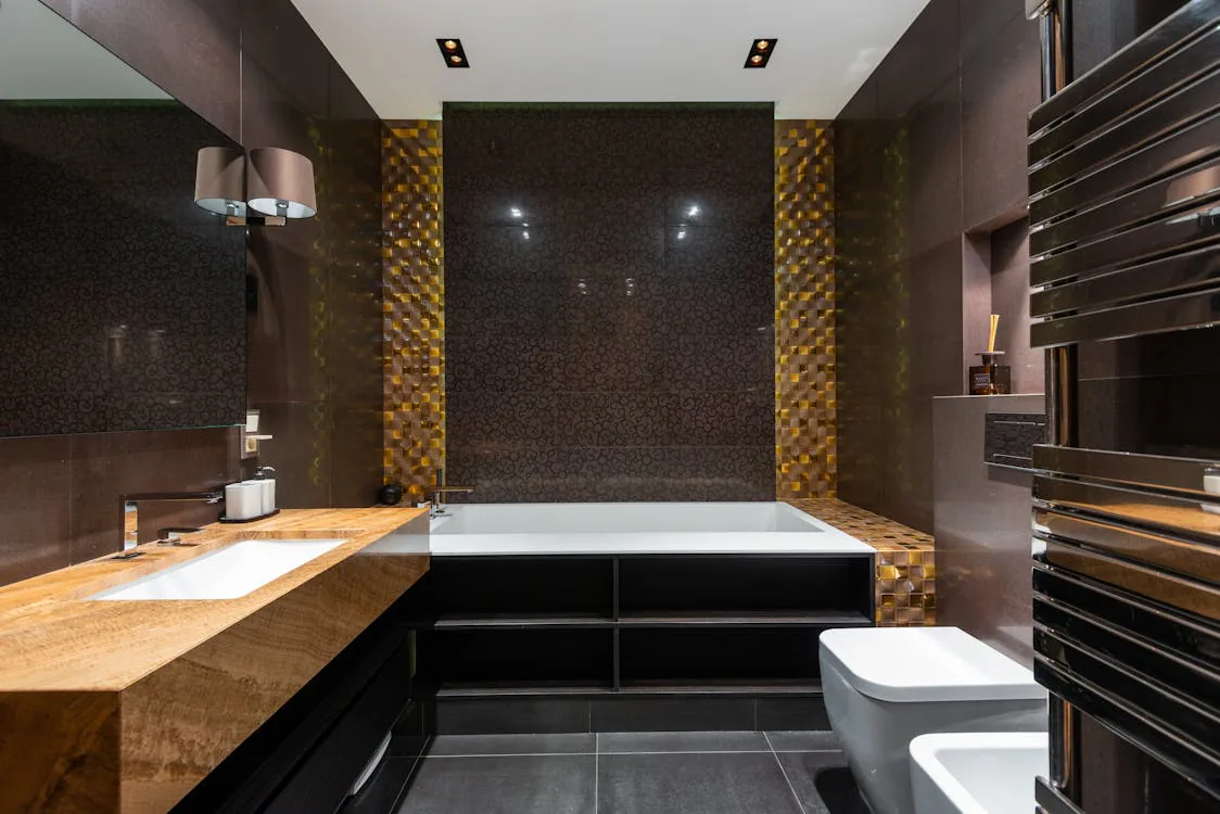 Luxury bathroom specification with vanity and bathtub